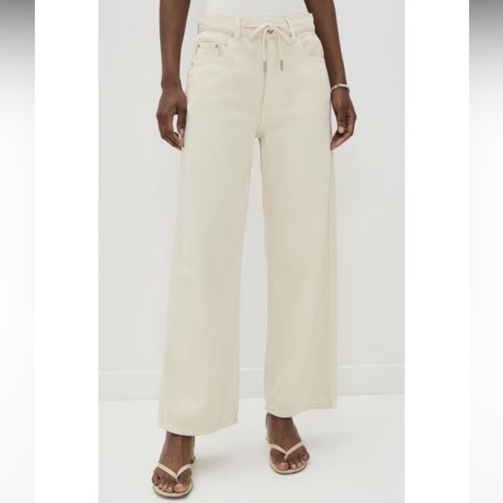 DL1961 Cream High-Rise Drawstring Pants
